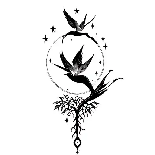 Tree Of Life Bird Of Paradise Moon Stars