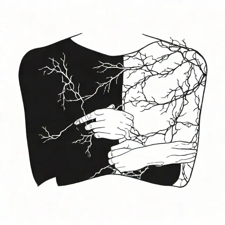 Vines Wrapping Around Upper Chest And Arms Like A Necklace