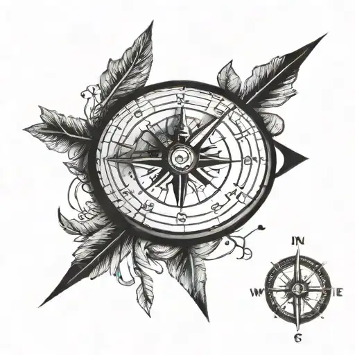 A Compass With An Arrow Crossing The Compass And Minimalist Details On The Front And Side