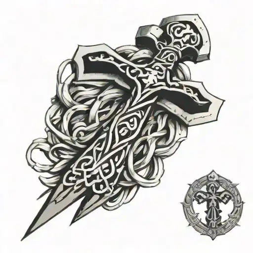 Combine Mjolnir With Caduceus Intertwined Black And White And Related With Ortopedics