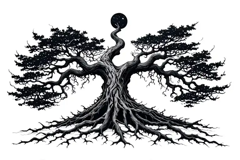 Yggdrasil Tree Growing Amidst Dark Storm