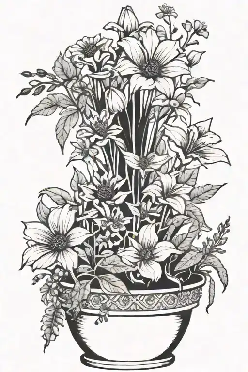 Flowers In African Plant Pot Overflowing