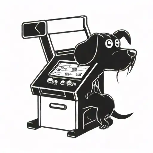A Retro Arcade Machine With A Dog Character As The Player