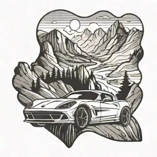 A Sleek Sports Car Speeding Through A Mountain Pass
