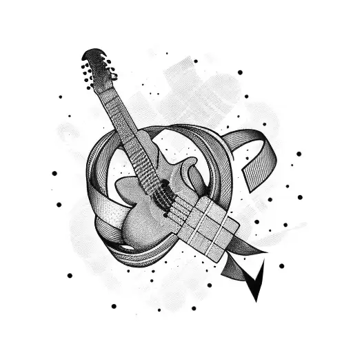 Guitar Wrapped In Ribbon With Letters Stw