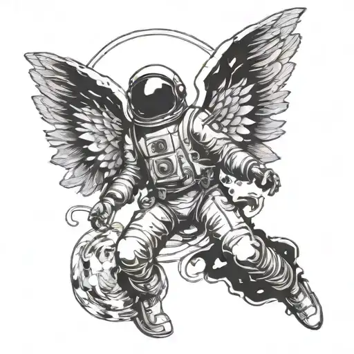 An Angel Ripping A Demon Out Of The Mind Of An Astronaut