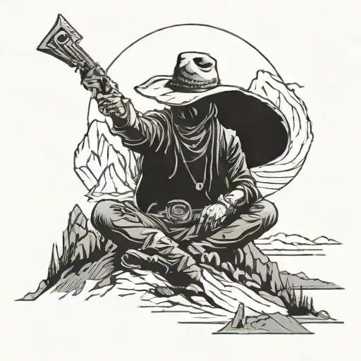 A Cowboy Meditating In The Mountains Incorporate God