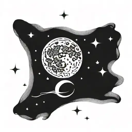 Moon And Sky Filled With Stars