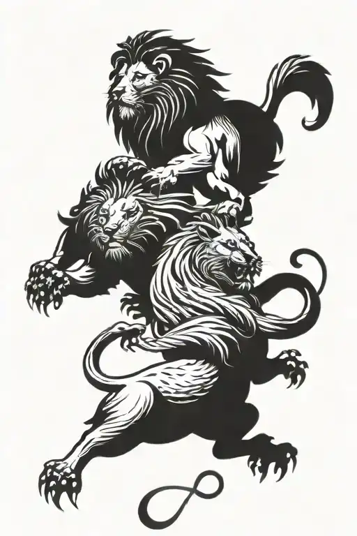 A Dodo And A Lion Fighting Each Other