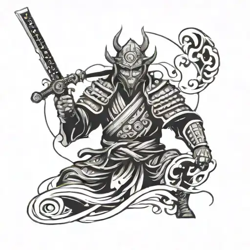 A Futuristic Samurai Warrior Wielding A Sword