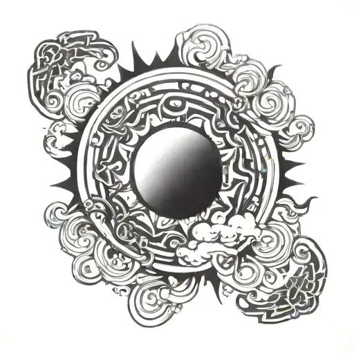 Mystical Sun In Spiral Clouds Surrounding