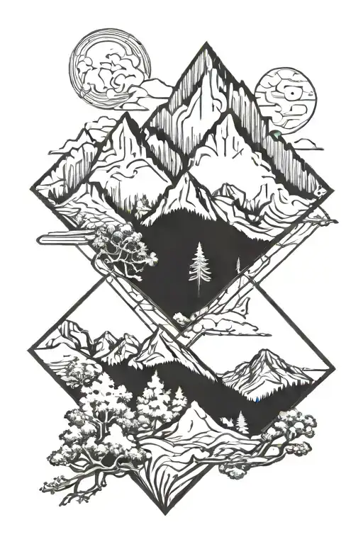 Mountain Range With Trees In Front