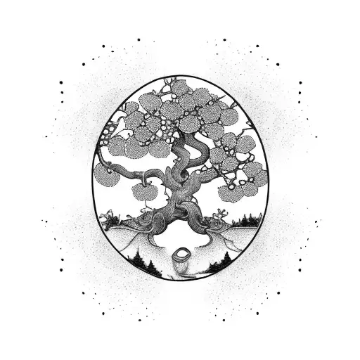 Yggdrasil Tree With Koi And Daisy