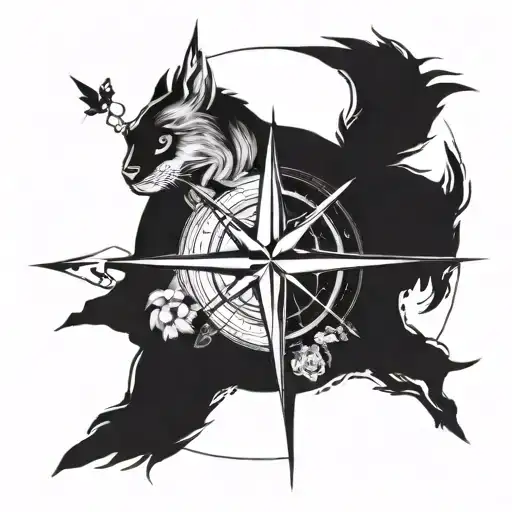 A Nature-inspired Compass Rose With Animal Motifs Representing