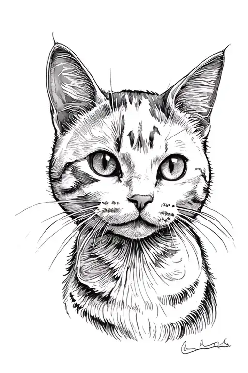 Simple Line Drawing Outline Cat