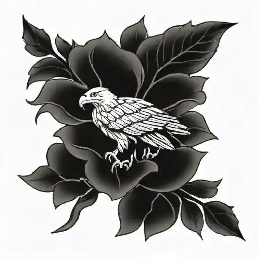 Eagle And Peonies And Snake