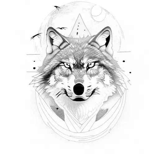 A Lone Wolf Howling At The Moon On A Deserted Beach