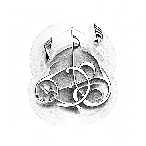 A Tattoo Combining Music Notes And Legal Symbols