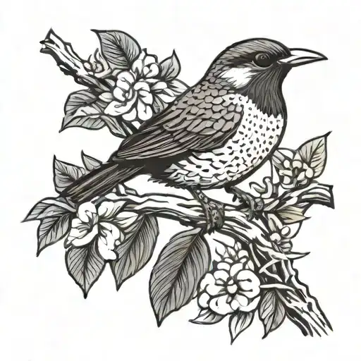 An Hawaiian Elepaio Bird Sitting On A Sandalwood Branch