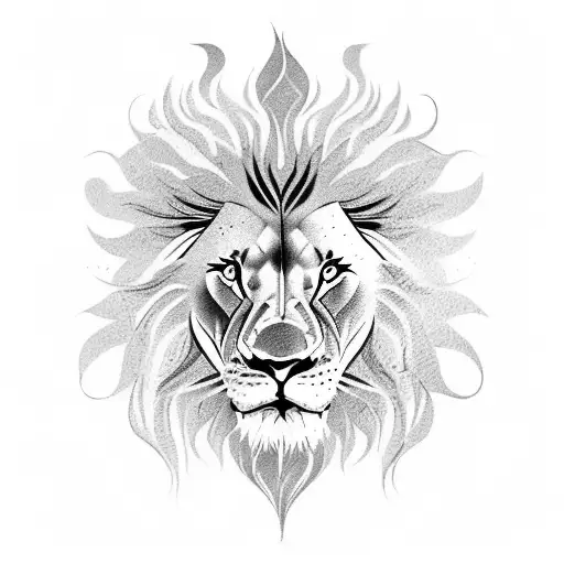 Lion Half Realistic Half Abstract