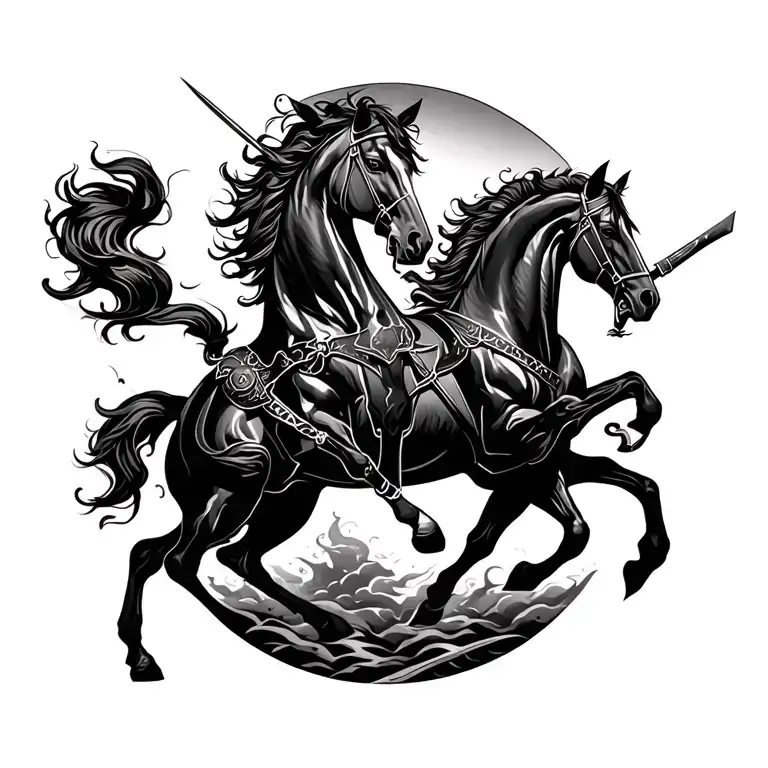 Dark Knigth And Horse Fighting