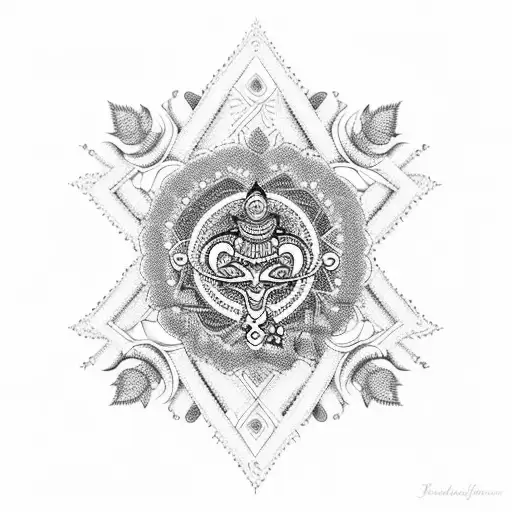 A Fusion Of Zumba And Classical Indian Dance Elements In A Blackwork Design