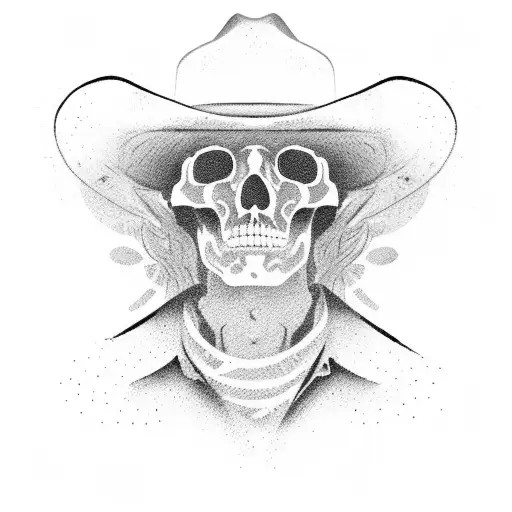 Cowboy Silhoutte Laying Facedown Before An Oasis