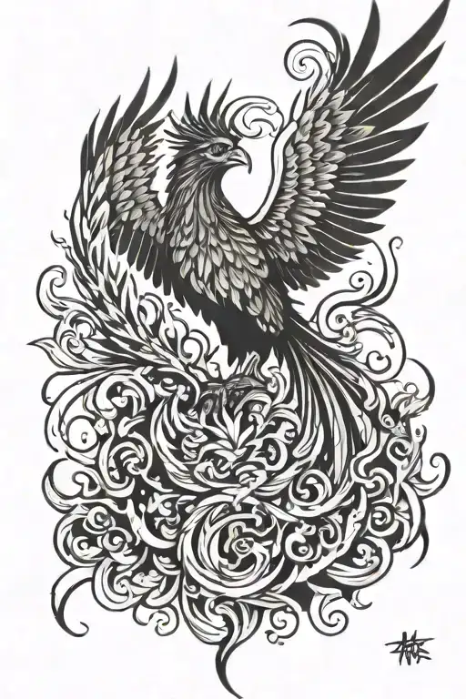 Phoenix Rising From The Ashes Symbolizing Rebirth Thigh