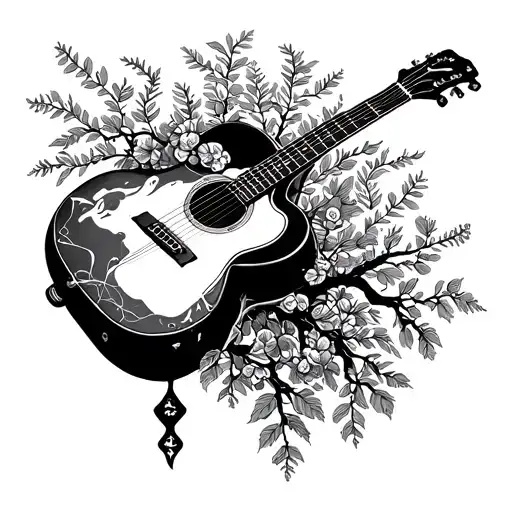 Rowan Tree And Guitar Merging