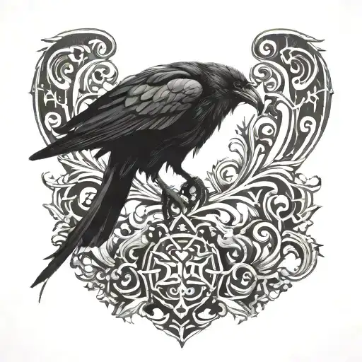 Viking Black Crow Perched Regally
