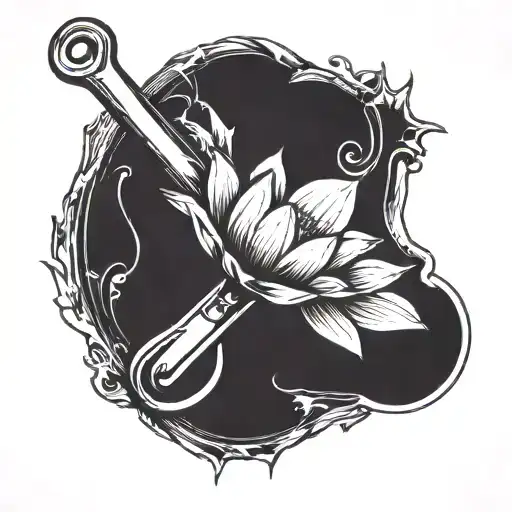 A Lotus Flower Blooming From The Open End Of A Wrench