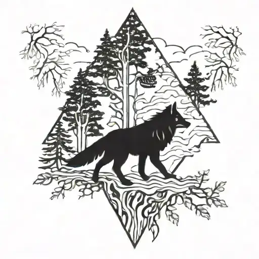 Wolf Forest With Ravens