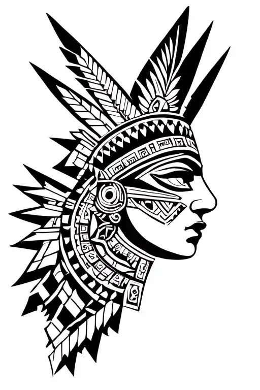 Aztec Culture Tattoo That Includes Geometrics