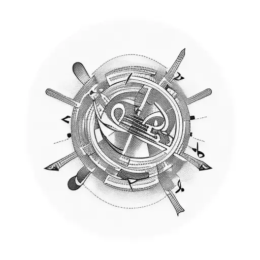 A Tattoo Combining Music Notes And Legal Symbols