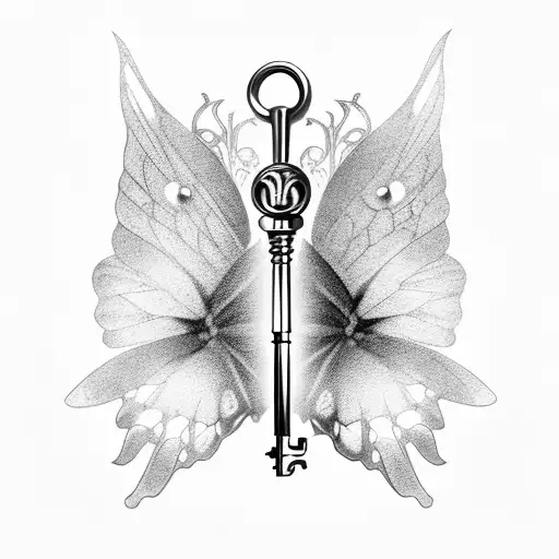 Skeleton Key With Butterfly Wings