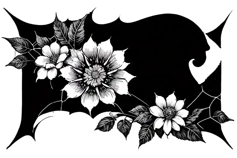 Spider Web And Flowers