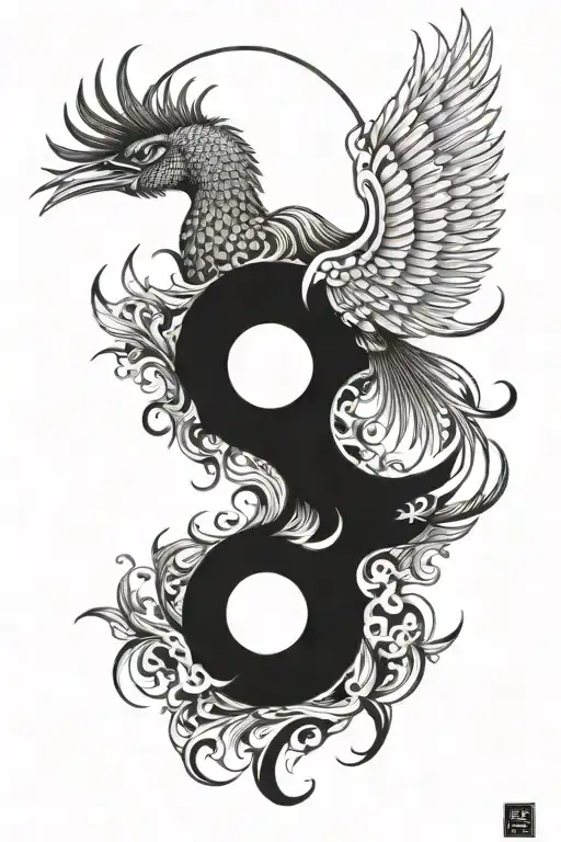 Ying Yang Fenix Bird Flying