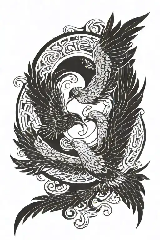 Ying Yang Fenix Bird Flying