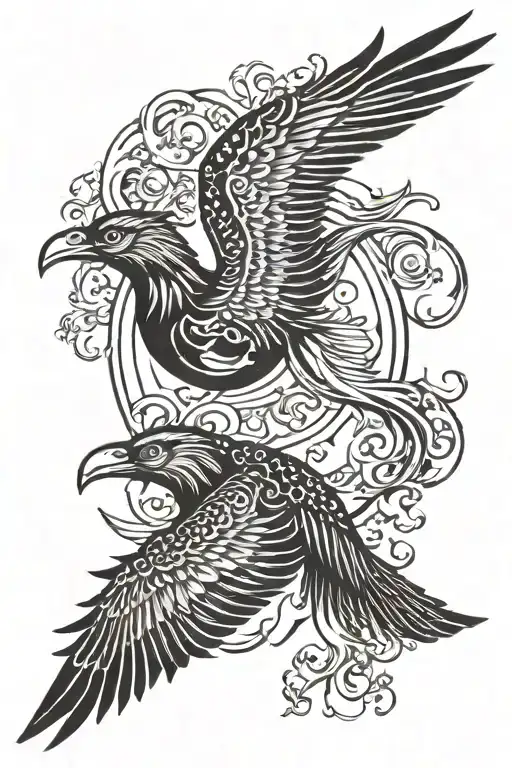 Ying Yang Fenix Bird Flying