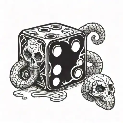 A Stylized Dice With One Side Showing Snake Eyes And The Other Side Showing A Skull