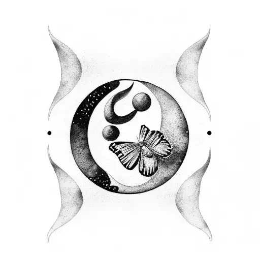 Half Moon With Butterfly