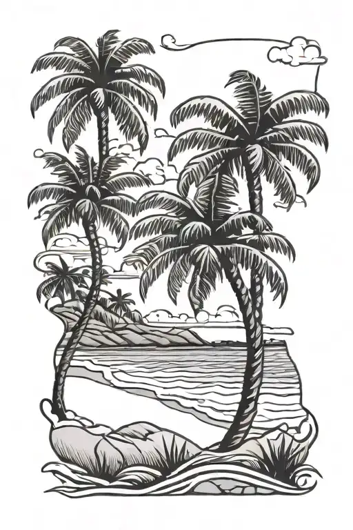 Beach Scene With Palm
