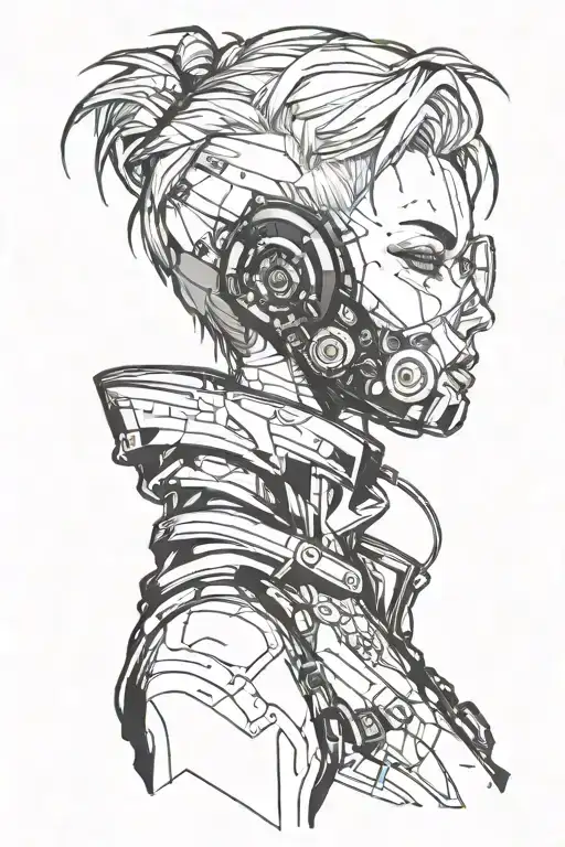 Cyberpunk Gilr With Short Hair