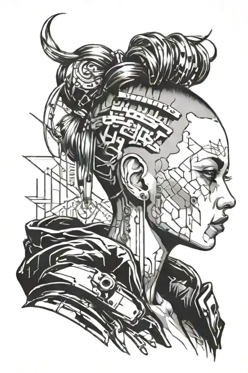 Cyberpunk Girl Shaved Hair On The Side