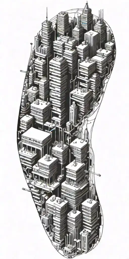 A Futuristic Cityscape With Intricate Circuit Patterns Integrated Into The Buildings