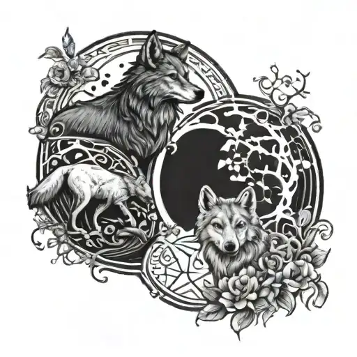 A Wolf And Deer Intertwined In A Yin And Yang Symbol