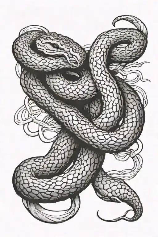 Copperhead Snake Intertwined Representing