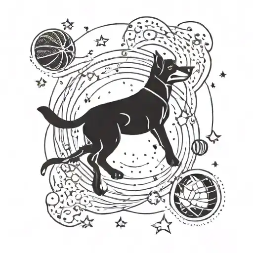 Basketball Dog In Space And Galaxy Filled With Stars