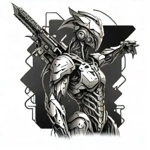 Futuristic Cybernetic Warrior With Biomechanical Enhancements