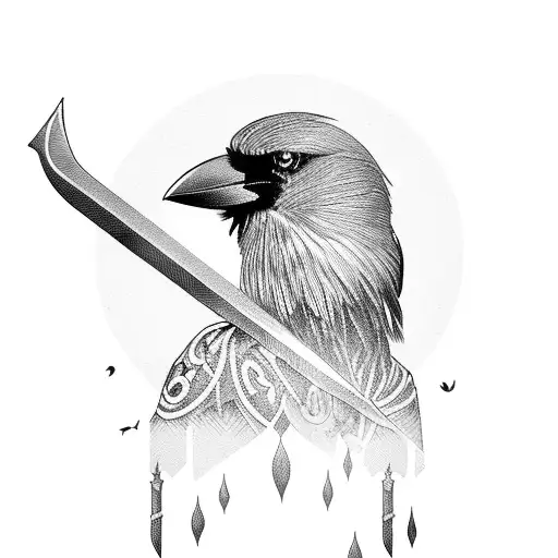 Crow On Sword Handle
